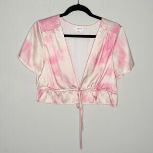 Le Lis Satin Watercolor Crop Top Size M